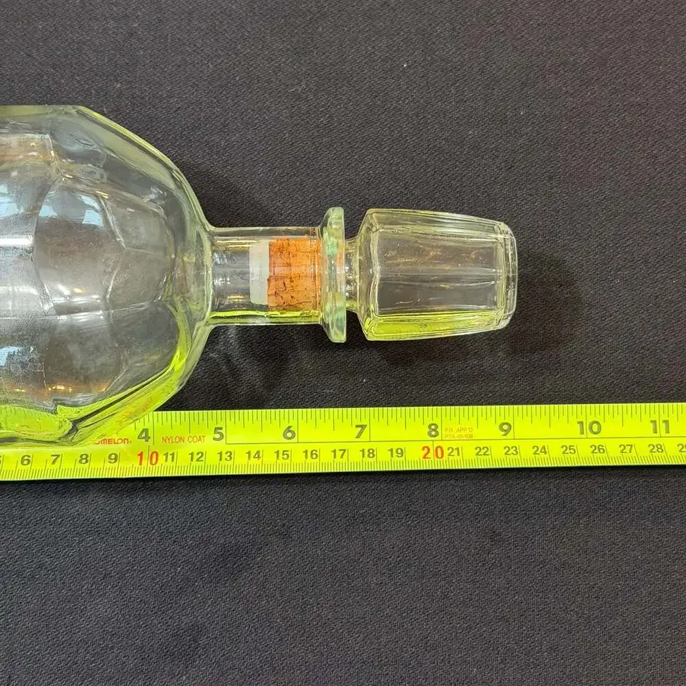 Vintage Octagonal Glass Decanter Bottle with Cork Stopper
